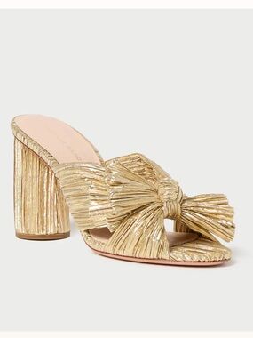Loeffler Randall Penny Gold Pleated Bow Heel